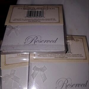 3 pack reserved  bow detail placecards. 12 in each packet.  New $12